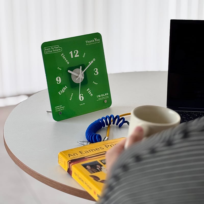 Indie Acrylic Typographic Silent Sweep Table Clock