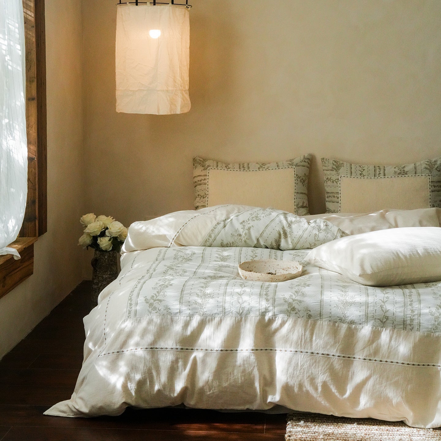 Meriwyn Botanical Linen-Cotton Bedding Set - Sage Meadow
