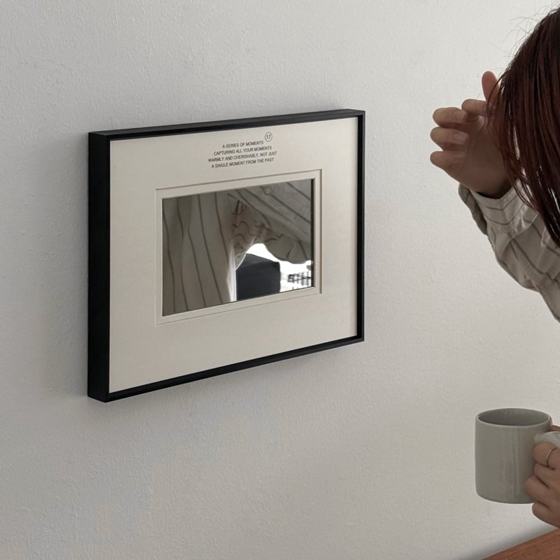 Japandi Black Framed Wall Mirror with Photo Mat Border