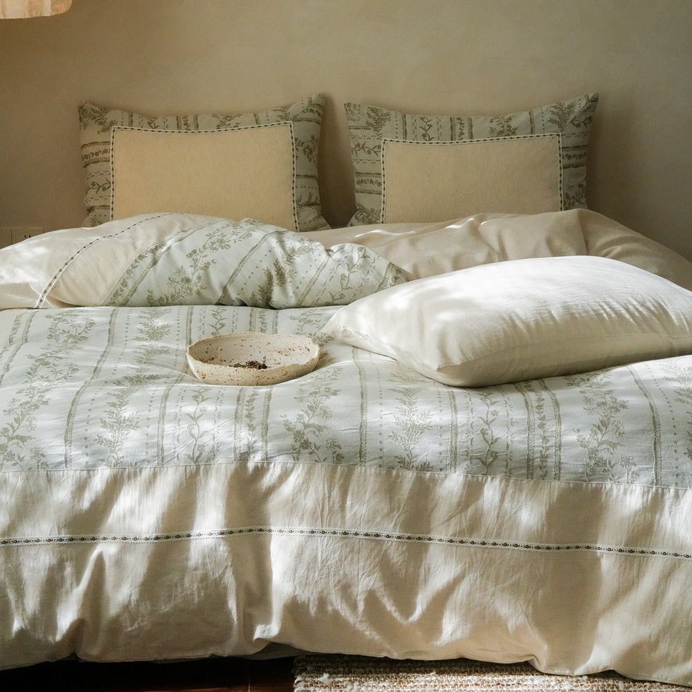 Meriwyn Botanical Linen-Cotton Bedding Set - Sage Meadow