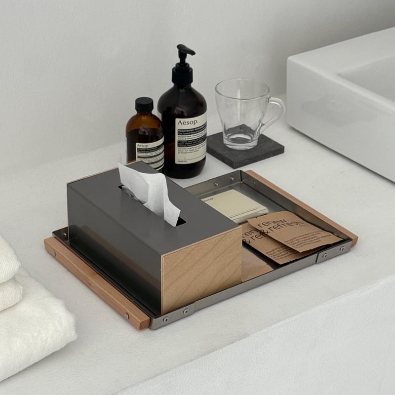 Brushed Steel Birch Tissue Box