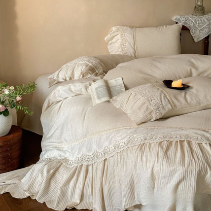 Lissandre Ruffled Gauze Bedding Set - Ivory Gauze