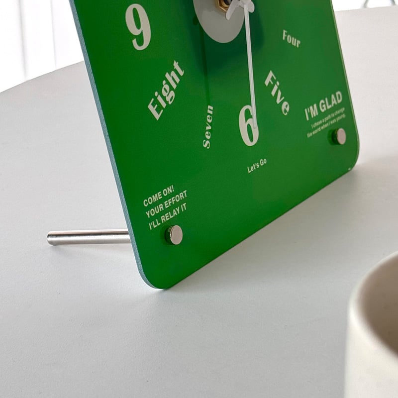 Indie Acrylic Typographic Silent Sweep Table Clock