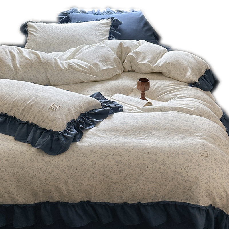 Fleurette Ruffled Double Gauze Bedding Set - Midnight Sky