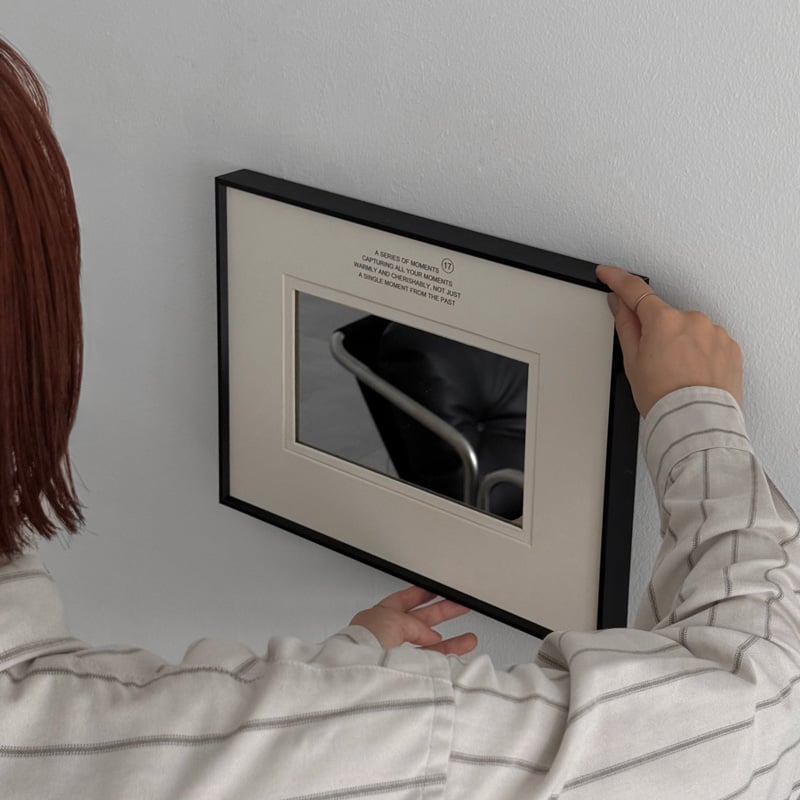 Japandi Black Framed Wall Mirror with Photo Mat Border