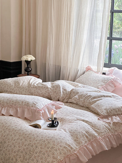 Fleurette Ruffled Double Gauze Bedding Set - Peony Blush