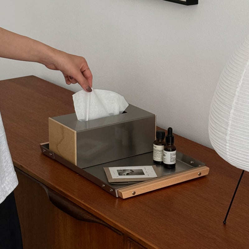 Brushed Steel Birch Tissue Box