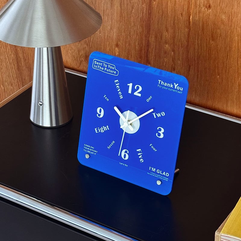 Indie Acrylic Typographic Silent Sweep Table Clock