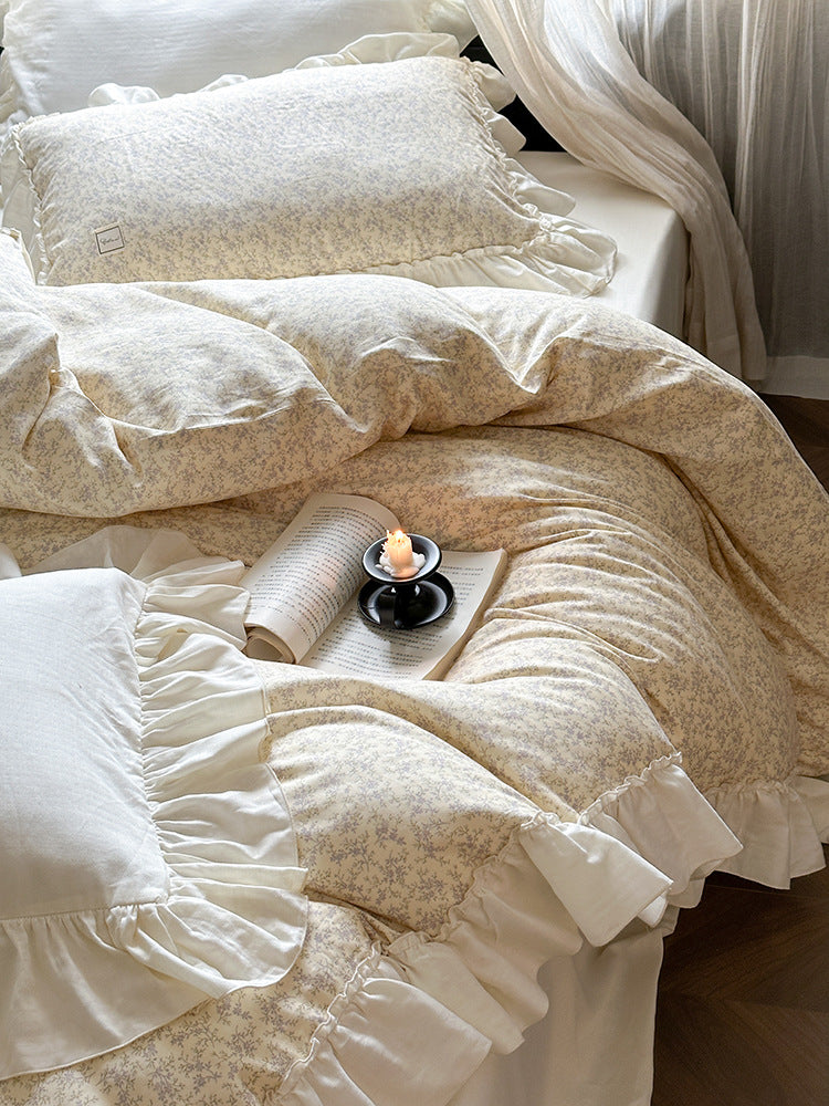 Fleurette Ruffled Double Gauze Bedding Set - Jasmine Snow