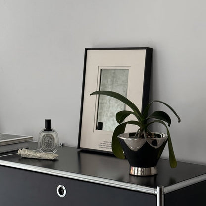 Japandi Black Framed Wall Mirror with Photo Mat Border