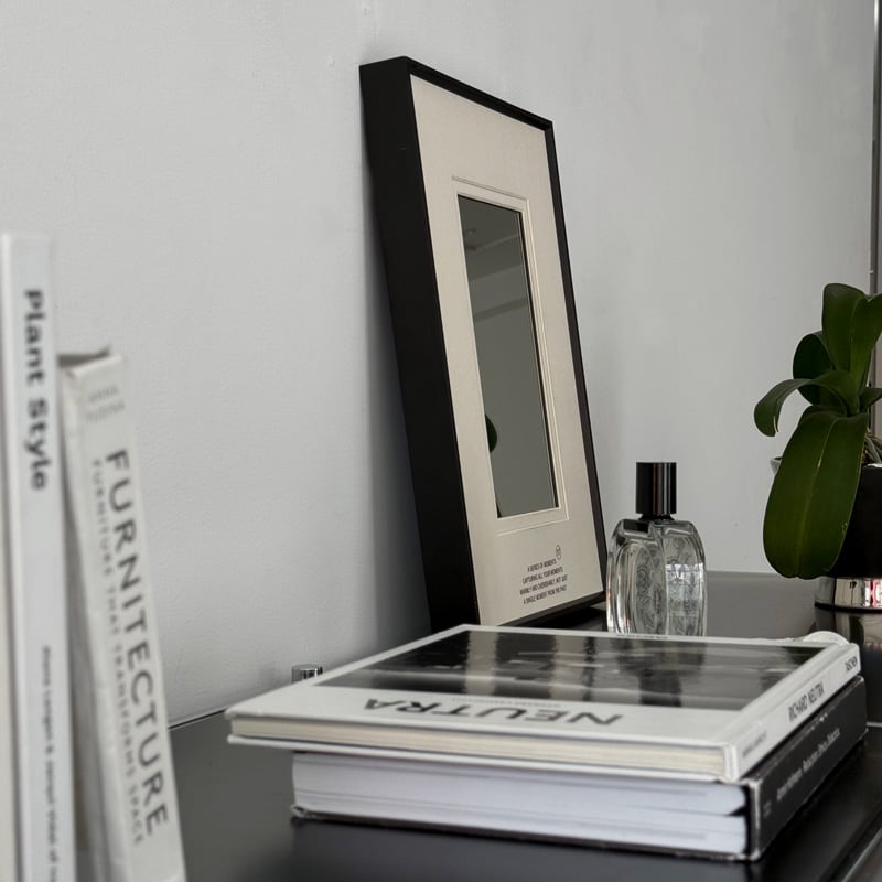 Japandi Black Framed Wall Mirror with Photo Mat Border
