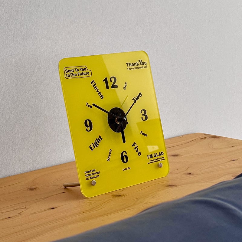 Indie Acrylic Typographic Silent Sweep Table Clock