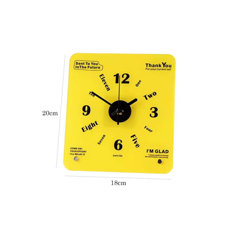 Indie Acrylic Typographic Silent Sweep Table Clock
