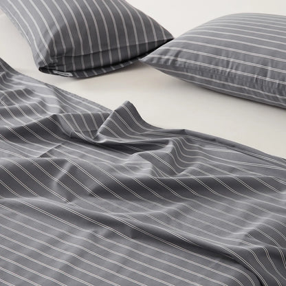 Striped cotton sheet set in a minimalist modern style – RoomDen