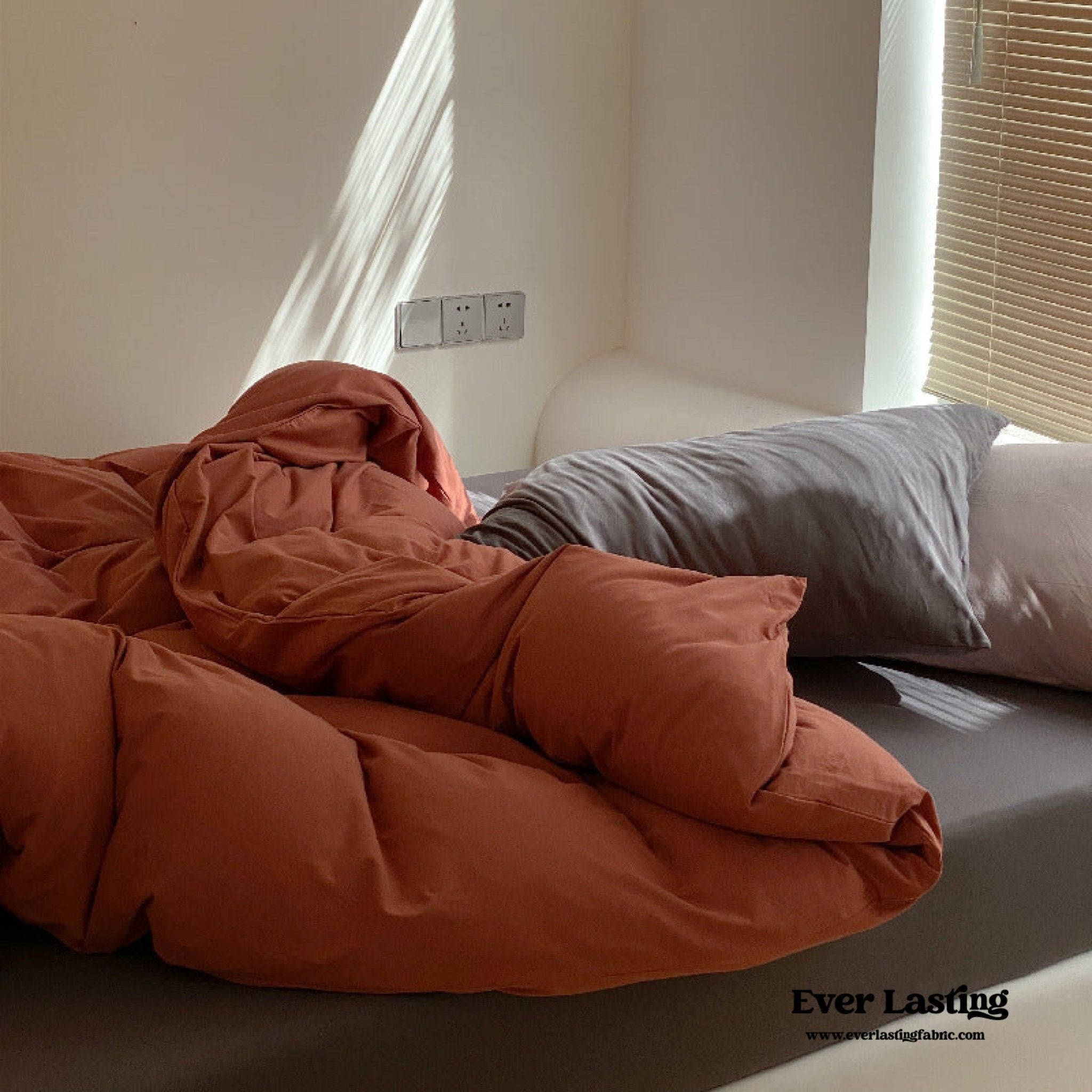 Aldermoor Colorblock Jersey Bedding Set - Rust & Grey