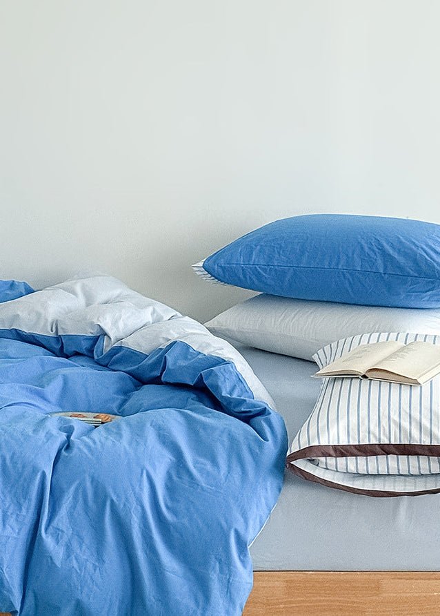 Kestwick Two-Tone Washed Cotton Bedding Set - Ocean Mist