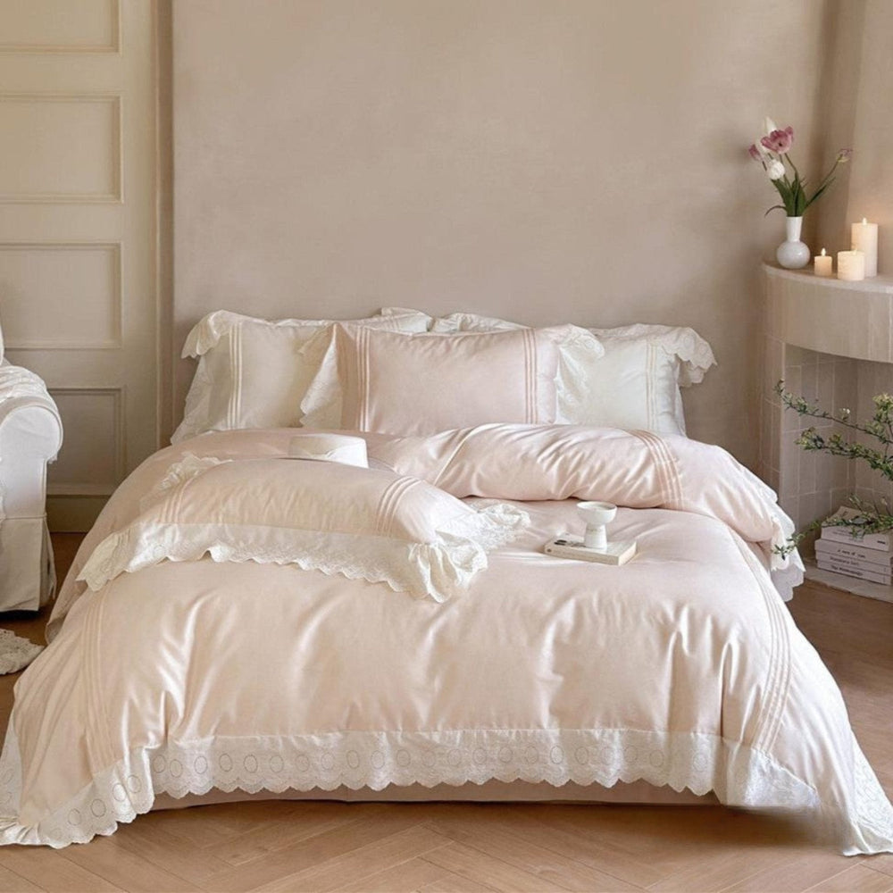 Fernclaire Ruffled Cooling Tencel Bedding Set - Petal Blush