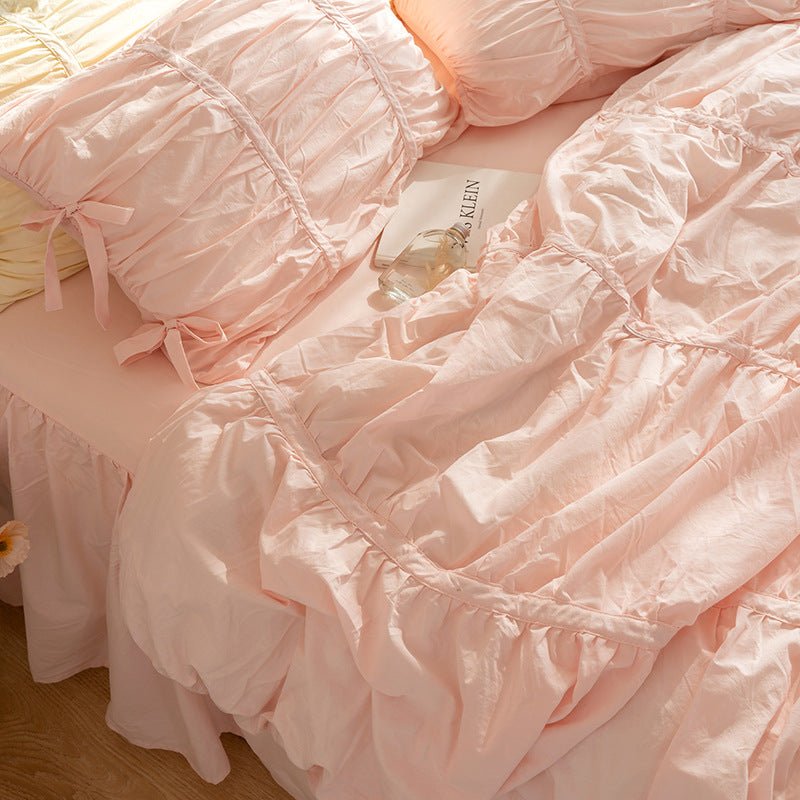 Larkspur Ruched Washed Cotton Bedding Set - room scene