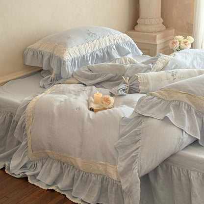 Fleuret Ruffle Lace Cotton Bedding Set - room scene