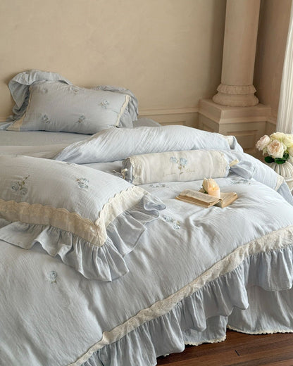 Fleuret Ruffle Lace Cotton Bedding Set - room scene