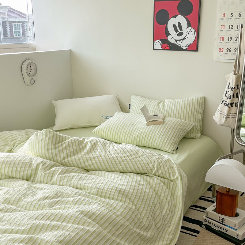 Winslow Striped Washed Cotton Bedding Set - Sage Green
