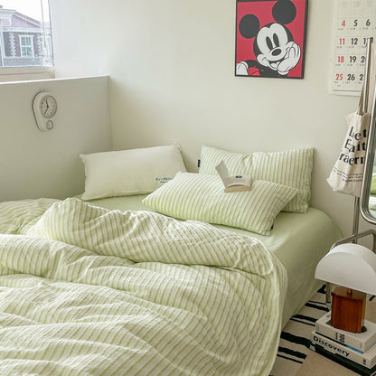 Winslow Striped Washed Cotton Bedding Set - Sage Green