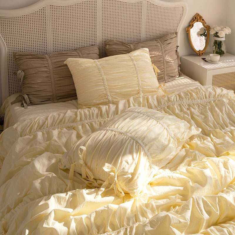 Larkspur Ruched Washed Cotton Bedding Set - room scene