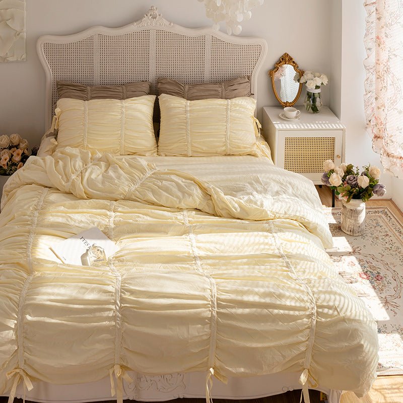 Larkspur Ruched Washed Cotton Bedding Set - room scene