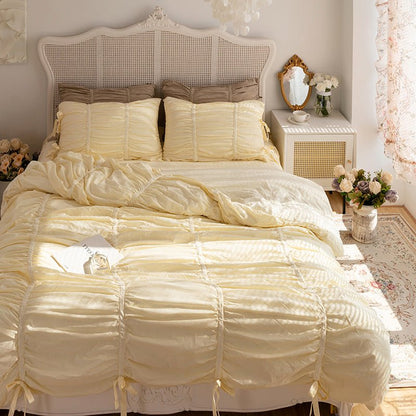 Larkspur Ruched Washed Cotton Bedding Set - room scene