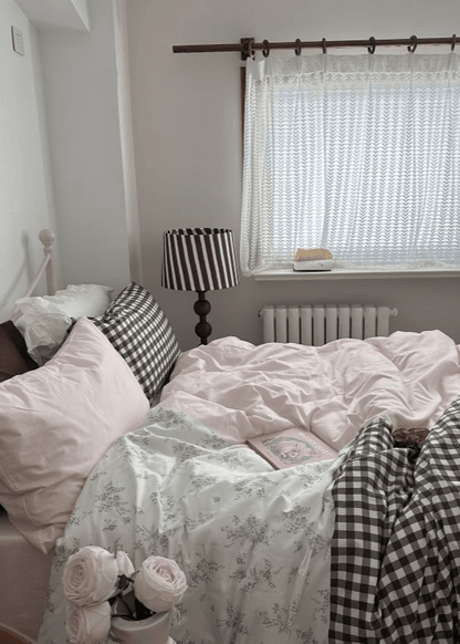 Perrine Gingham Washed Cotton Bedding Set - room scene