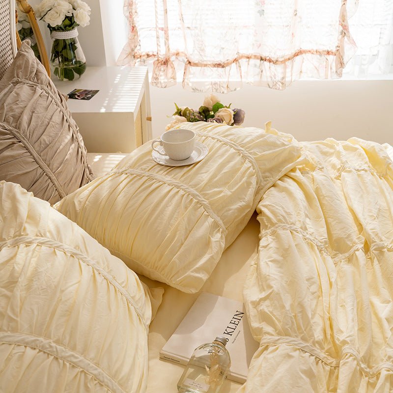 Larkspur Ruched Washed Cotton Bedding Set - room scene
