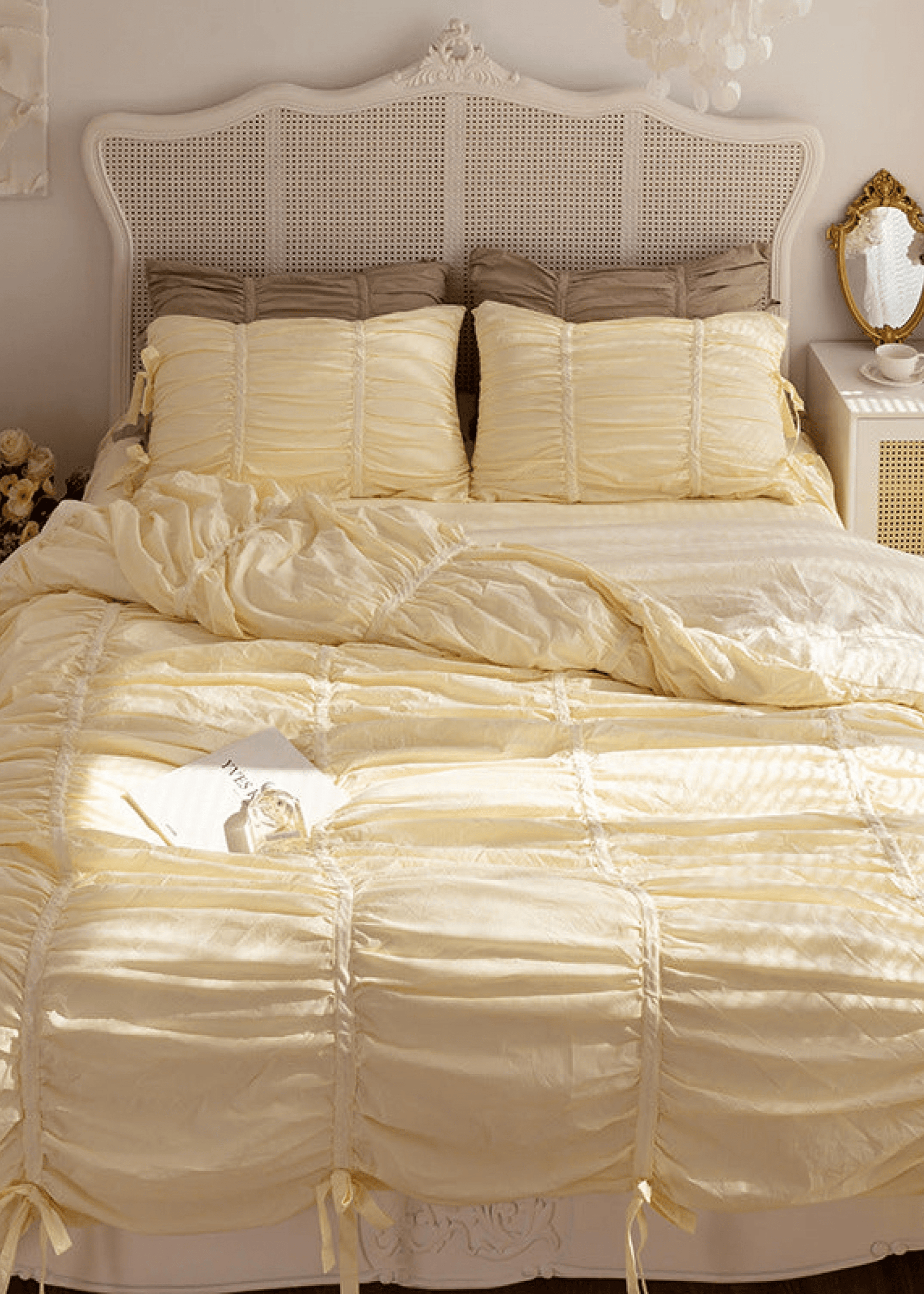 Larkspur Ruched Washed Cotton Bedding Set - room scene