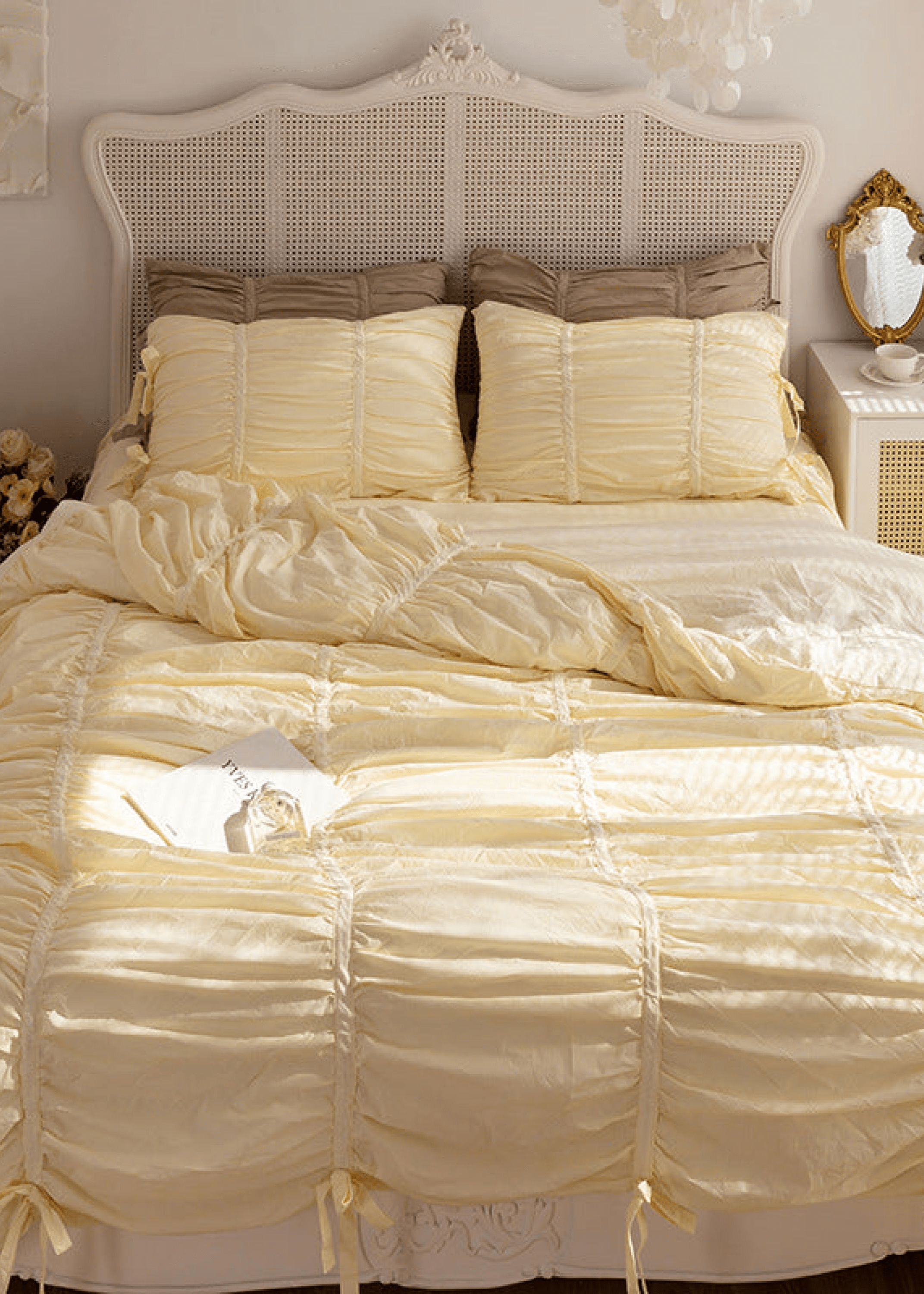 Larkspur Ruched Washed Cotton Bedding Set - room scene