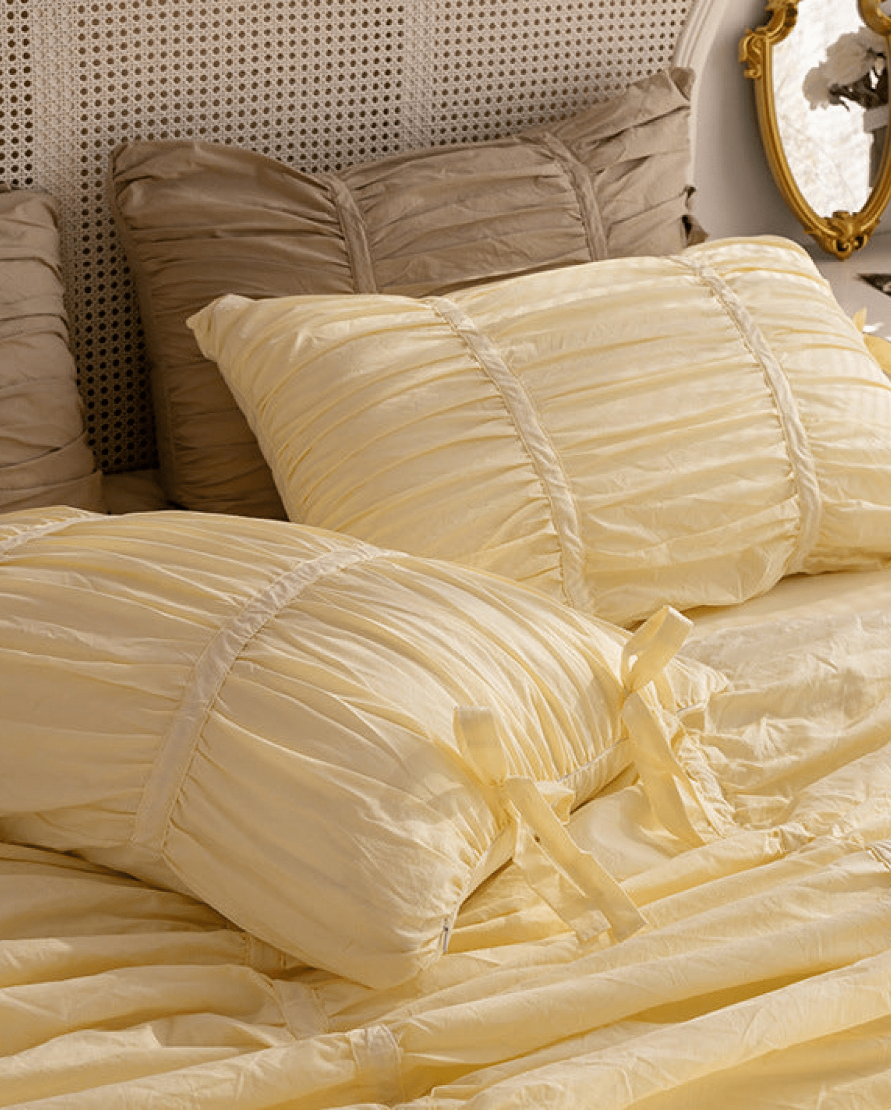 Larkspur Ruched Washed Cotton Bedding Set - room scene