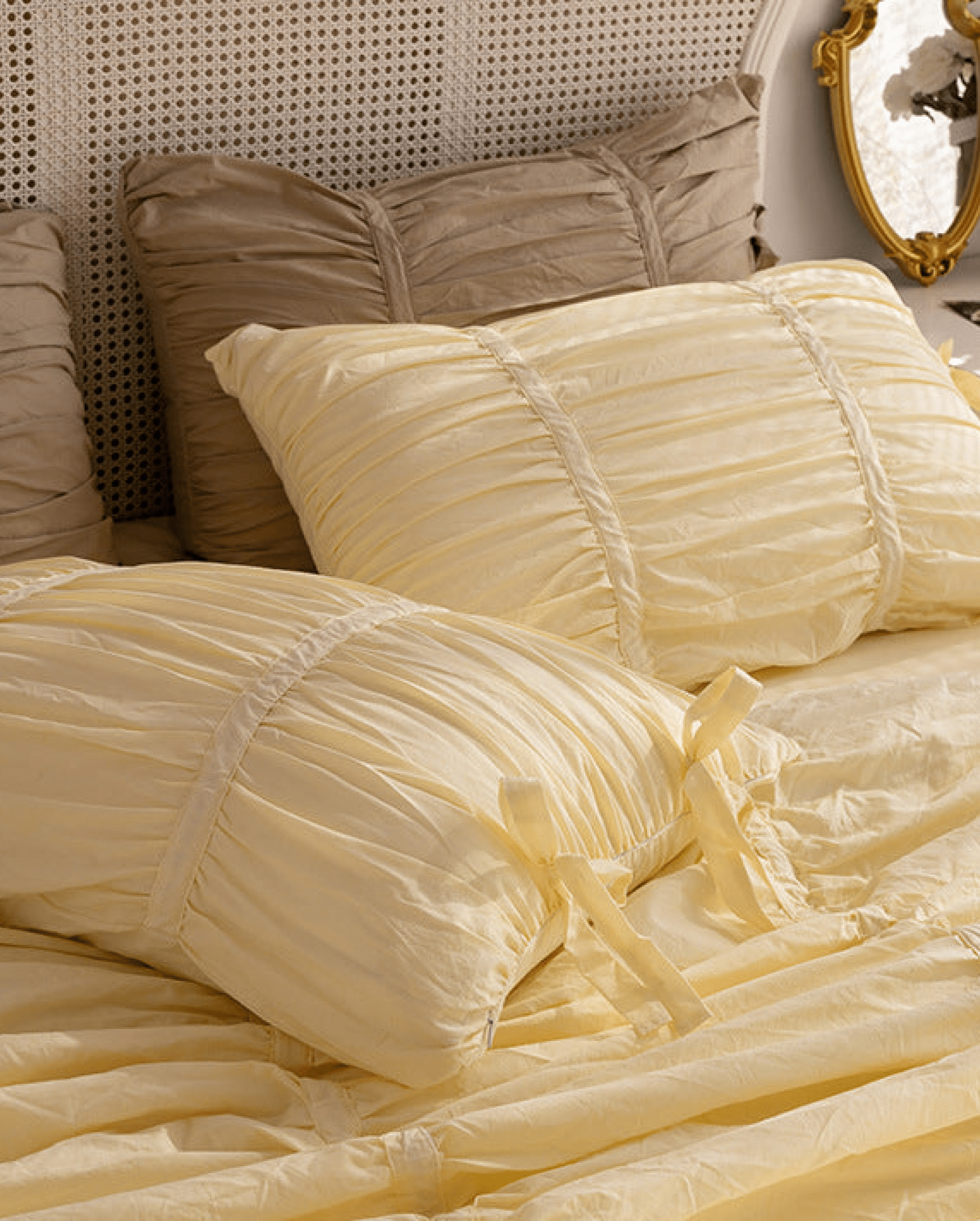 Larkspur Ruched Washed Cotton Bedding Set - room scene