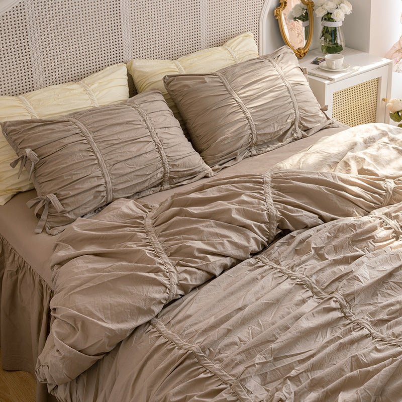 Larkspur Ruched Washed Cotton Bedding Set - room scene
