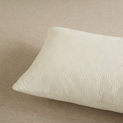 Close-up of flat edge pillow insert with geometric quilting pattern - RoomDen