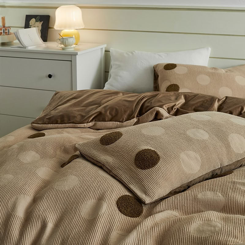 Layered texture of waffle cotton and flannel fleece duvet cover – RoomDen