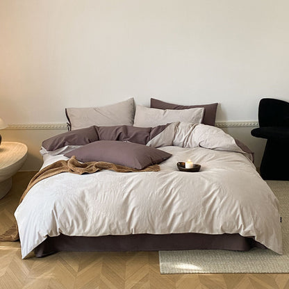 Odile Brushed Cotton Bedding Set - Mauve Plum