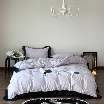 Yvelise Lace Trim Washed Cotton Bedding Set