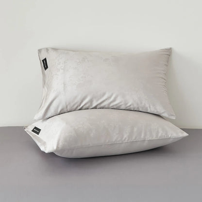 Floral jacquard cooling Tencel pillowcase with smooth Lyocell texture - RoomDen