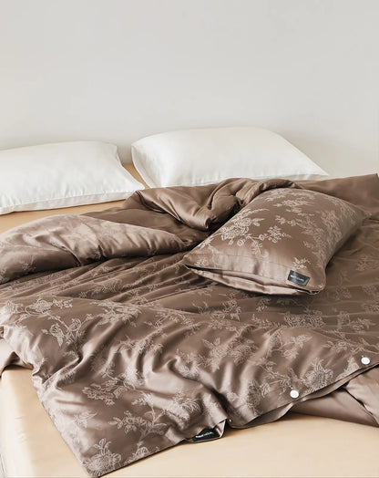 Jacquard floral cooling Tencel duvet cover with smooth drape and soft sheen – RoomDen