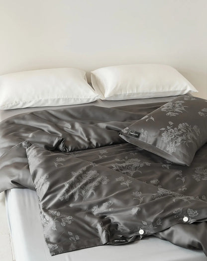 Jacquard floral cooling Tencel duvet cover with smooth drape and soft sheen – RoomDen