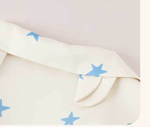 Cat & Star Satin Pajama Set – cat-ear detail behind the collar - Roomden