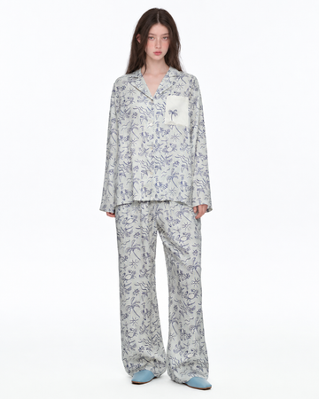 Inkshore Coastal-Print Viscose Long Pajama Set