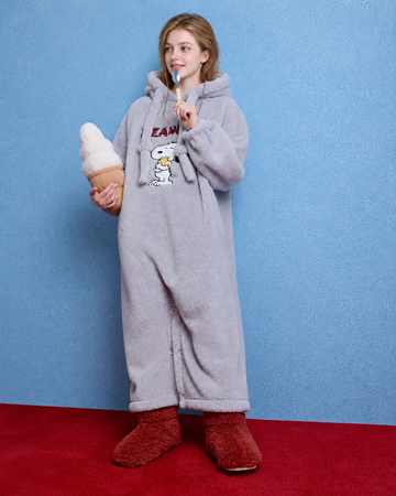 Snoopy Hooded Fleece One-Piece Pajamas