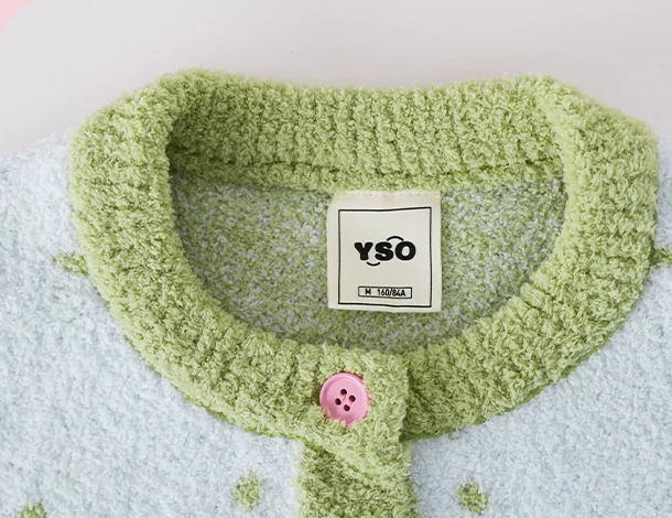 Bow Detail Plush Pajama Set – ice-blue green neckline trim, pink button and garment label - Roomden