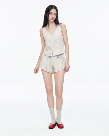 Inkshore Palm-Print Viscose Tank Pajama Set
