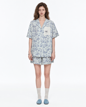 Inkshore Coastal-Print Viscose Pajama Shorts Set