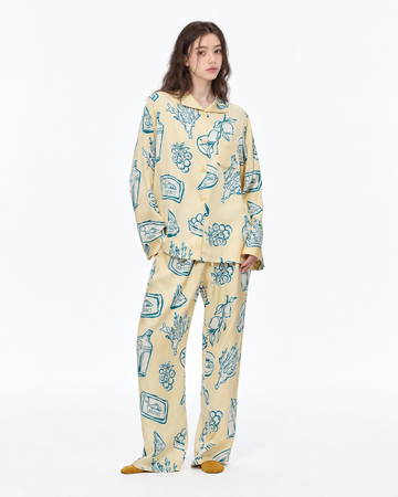 Food Sketch Viscose-Rayon Pajama Set